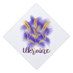 Ukrainian trident made of wheat ear graduation cap topper
