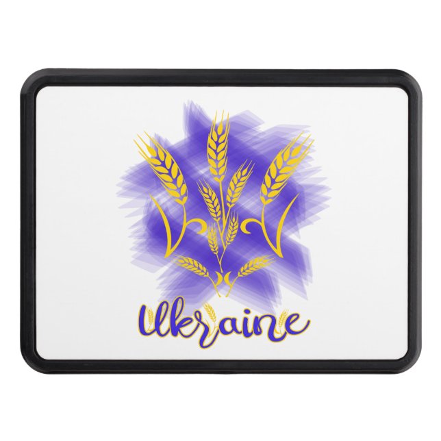 Ukrainian trident made of wheat ear hitch cover (Front)