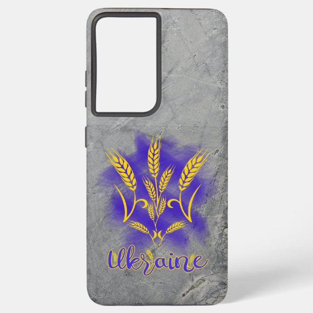 Ukrainian trident made of wheat ear samsung galaxy case (Back)