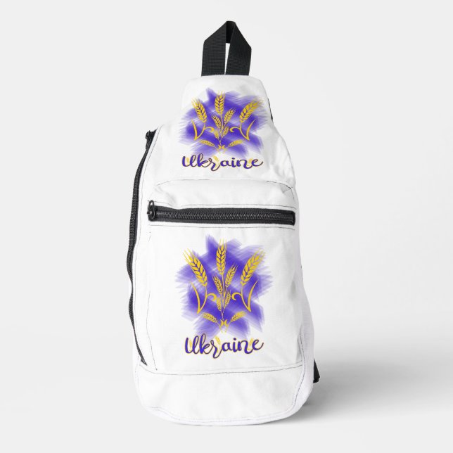 Ukrainian trident made of wheat ear sling bag (Front)