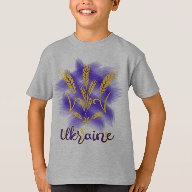 Ukrainian trident made of wheat ear T-Shirt (Front)