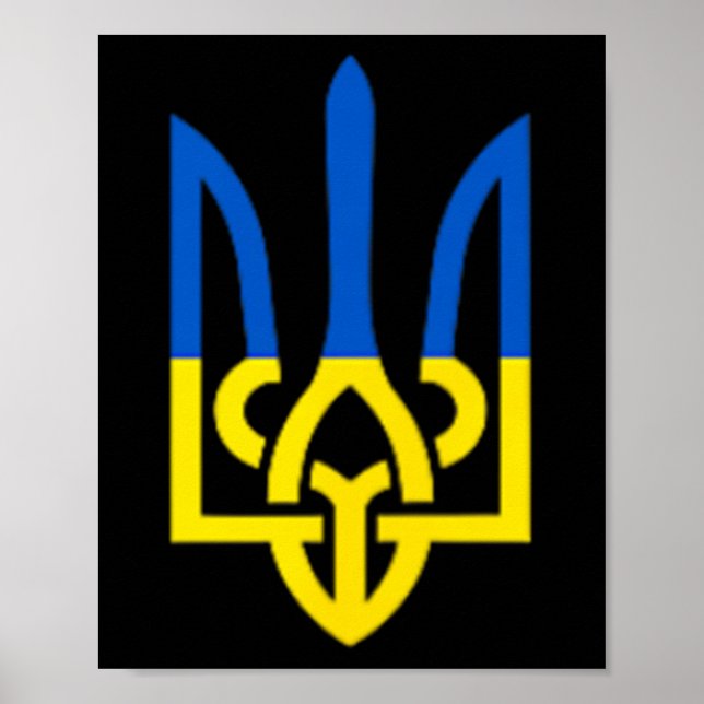 Ukrainian Trident Symbol - Ukraine Flag Support Pa Poster (Front)