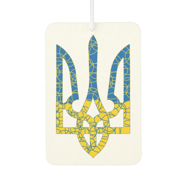 Ukrainian trident textured flag of Ukraine colors Air Freshener (Front)