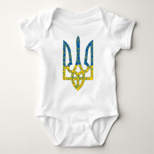 Ukrainian trident textured flag of Ukraine colors Baby Bodysuit