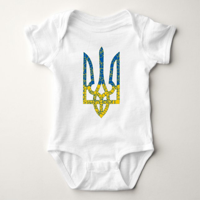 Ukrainian trident textured flag of Ukraine colors Baby Bodysuit (Front)