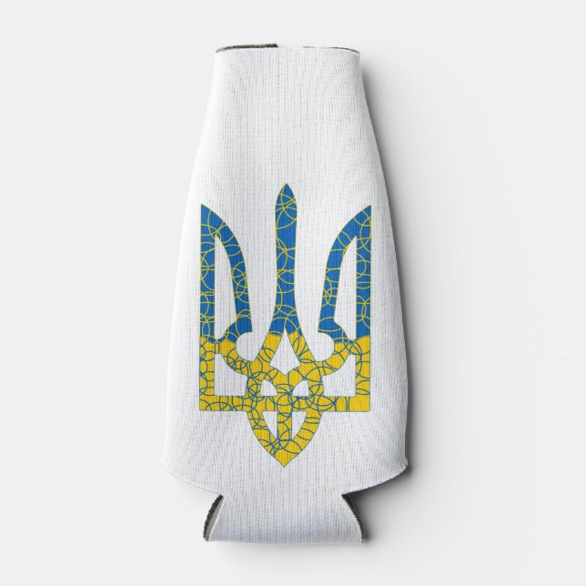 Ukrainian trident textured flag of Ukraine colors Bottle Cooler (Front)