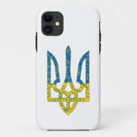 Ukrainian trident textured flag of Ukraine colors