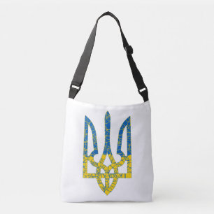 Ukrainian trident textured flag of Ukraine colors Crossbody Bag