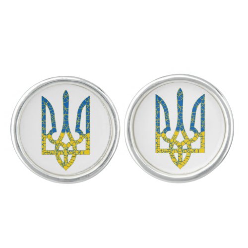 Ukrainian trident textured flag of Ukraine colors Cufflinks