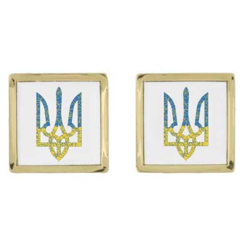 Ukrainian trident textured flag of Ukraine colors Cufflinks