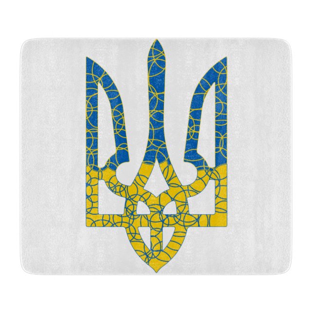 Ukrainian trident textured flag of Ukraine colors Cutting Board (Front)