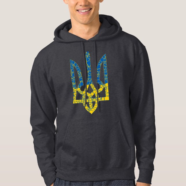 Ukrainian trident textured flag of Ukraine colors Hoodie (Front)