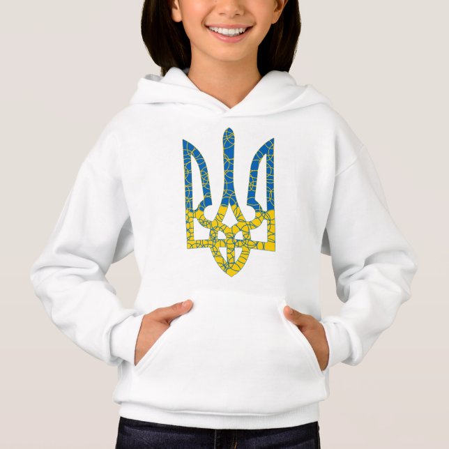 Ukrainian trident textured flag of Ukraine colors Hoodie (Front)