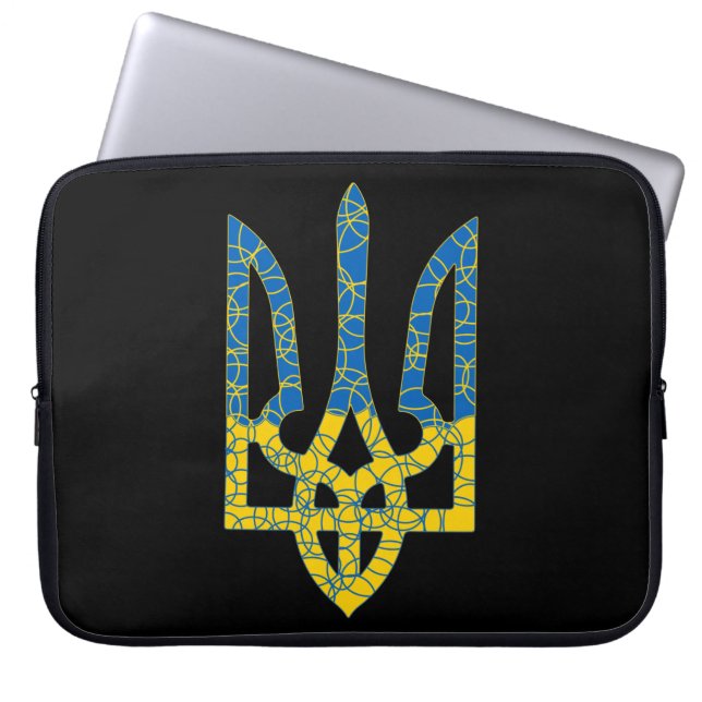 Ukrainian trident textured flag of Ukraine colors Laptop Sleeve (Front)