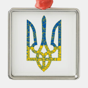Ukrainian trident textured flag of Ukraine colors Metal Ornament
