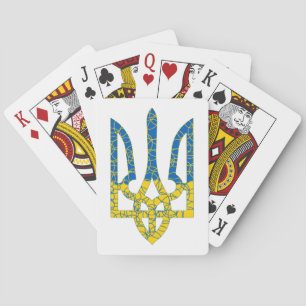 Ukrainian trident textured flag of Ukraine colors Poker Cards