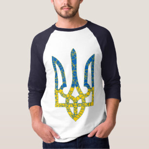 Ukrainian trident textured flag of Ukraine colors T-Shirt