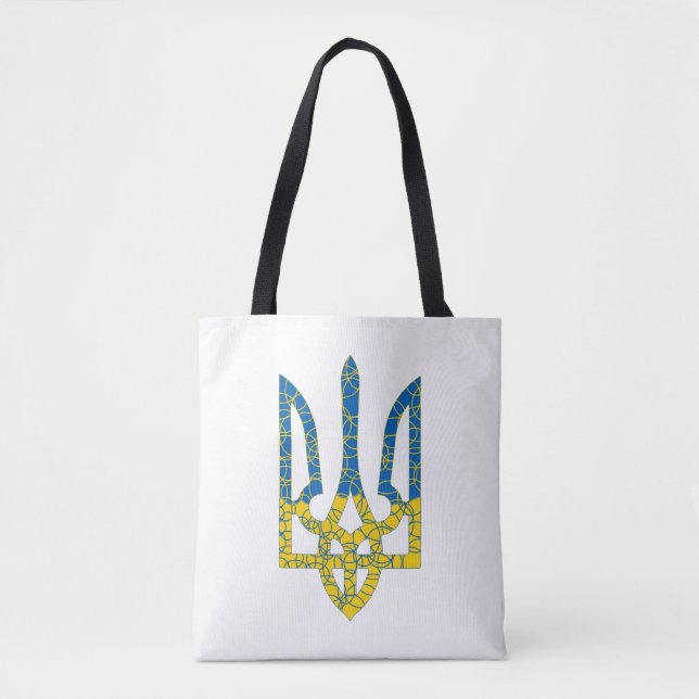 Ukrainian trident textured flag of Ukraine colors Tote Bag (Front)
