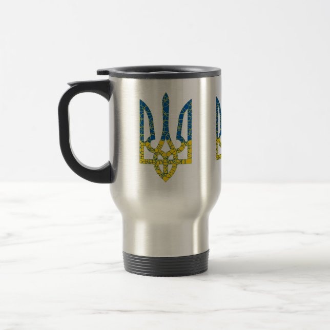 Ukrainian trident textured flag of Ukraine colors Travel Mug (Left)