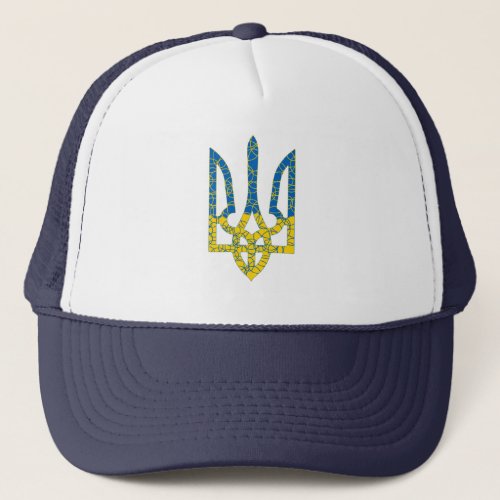 Ukrainian trident textured flag of Ukraine colors Trucker Hat