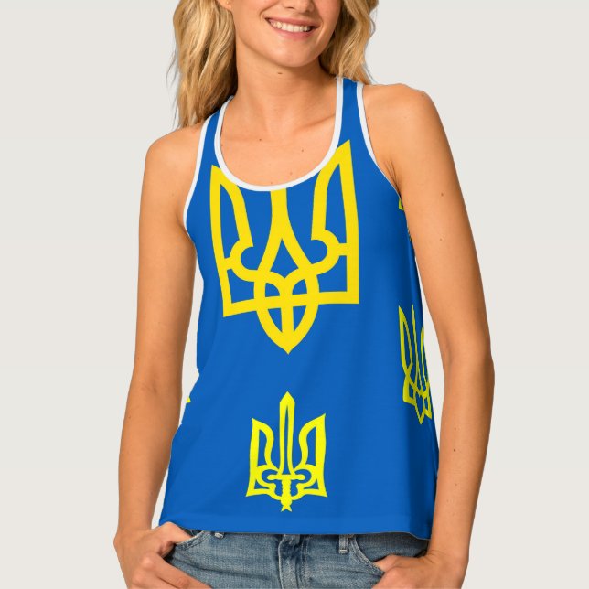 Ukrainian Tridents and Emblems Tank Top (Front)