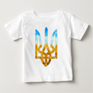 Ukrainian tryzub background of wheat and blue sky baby T-Shirt