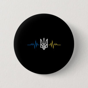 Ukrainian Tryzub Symbol On The Chest - Ukraine Tri Button