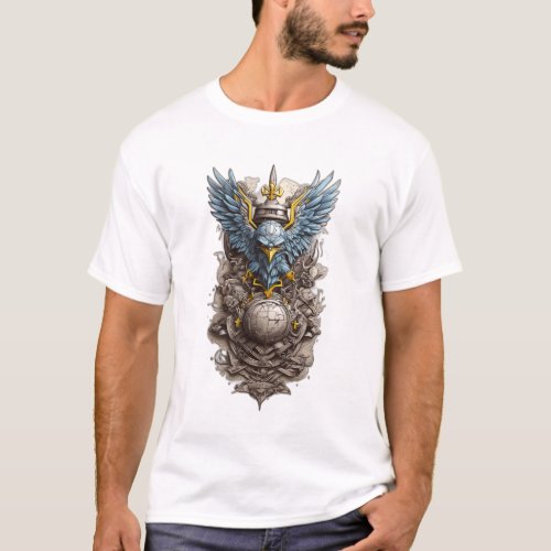 Ukrainian Valor Inked Modern Military Tattoo Desi T_Shirt