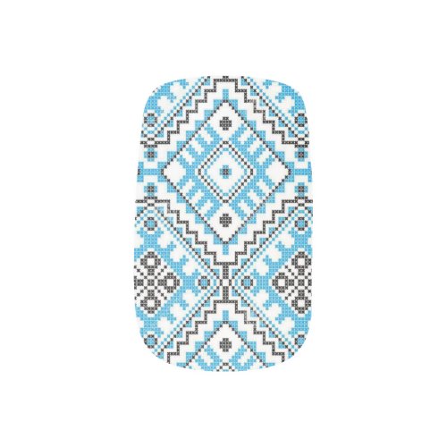 Ukrainian Vyshyvanka Blue Embroidery Minx Nail Art