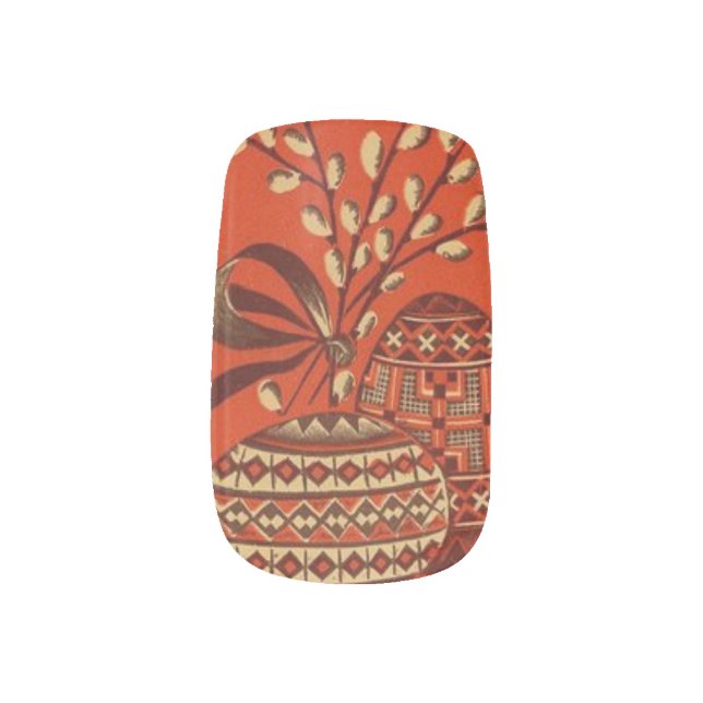 Ukrainian Vyshyvanka Cross Stitch Minx Nail Wraps (Right Thumb)
