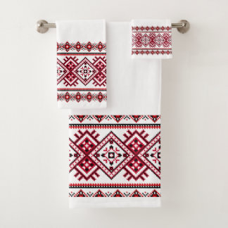 Ukrainian Vyshyvanka Design Bath Towel Set