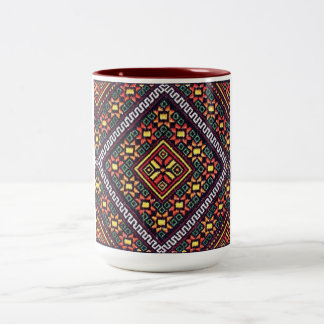 Ukrainian Vyshyvanka Embroidery Orange Suns Mug