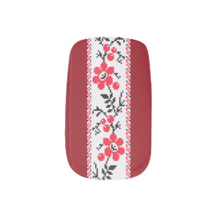 Ukrainian Vyshyvanka Floral Embroidery Minx Nail Wraps
