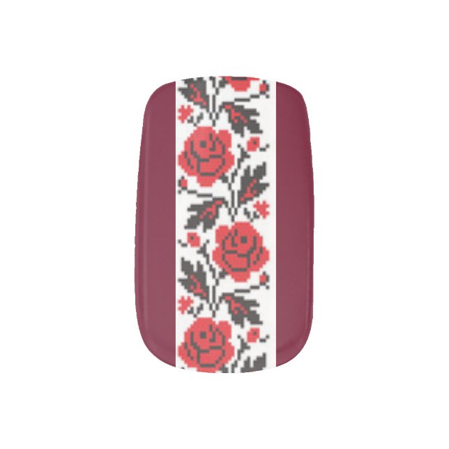 Ukrainian Vyshyvanka Floral Embroidery Minx Nail Wraps (Right Thumb)