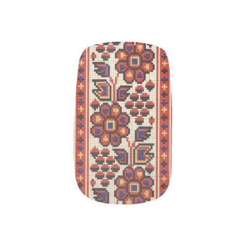 Ukrainian Vyshyvanka Red Orange Embroidery Minx Nail Art