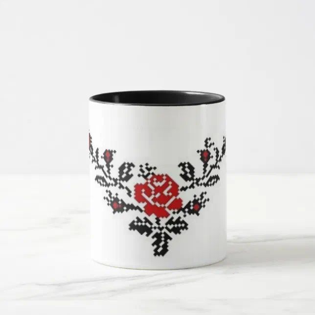 Ukrainian Vyshyvanka Red Rose Embroidery Mug Zazzle