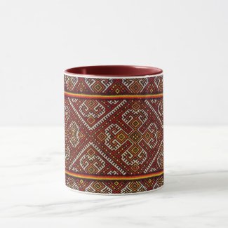 Ukrainian Vyshyvanka Red Spirals Embroidery Mug