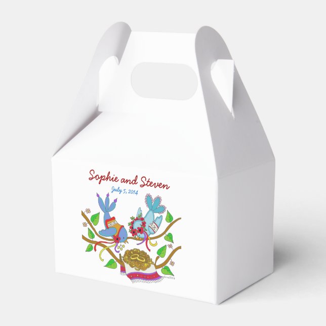 Ukrainian Wedding Birds Favor Boxes (Front Side)