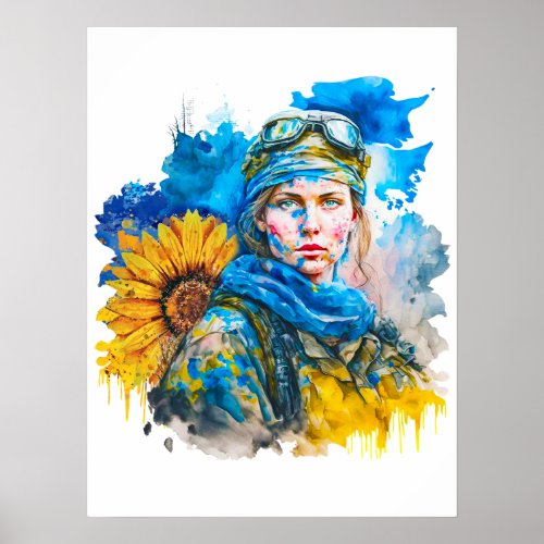 Ukrainian Woman Warrior Soldier Poster