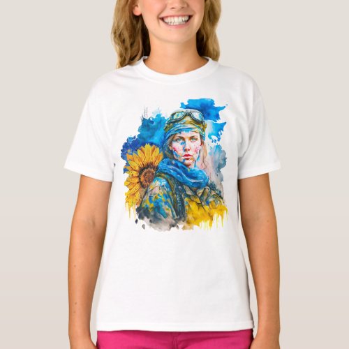 Ukrainian Woman Warrior Soldier T_Shirt