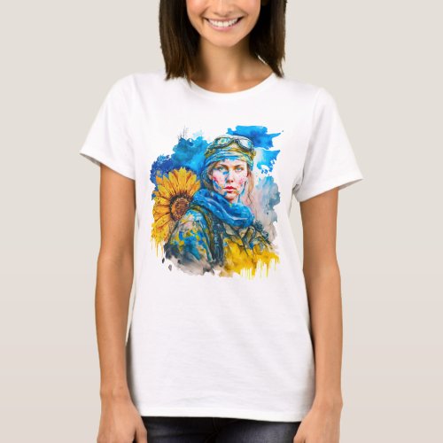 Ukrainian Woman Warrior Soldier T_Shirt