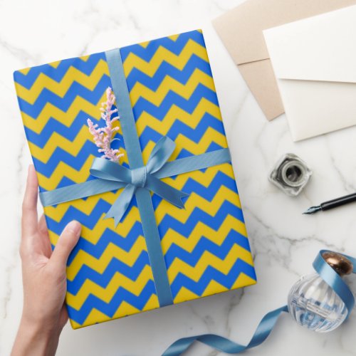 Ukrainian Wrapping Paper  Blue Chevron Gift Wrap