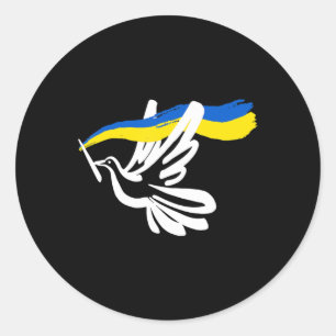 Ukrainian Yellow Blue Flag With White Dove Support Classic Round Sticker