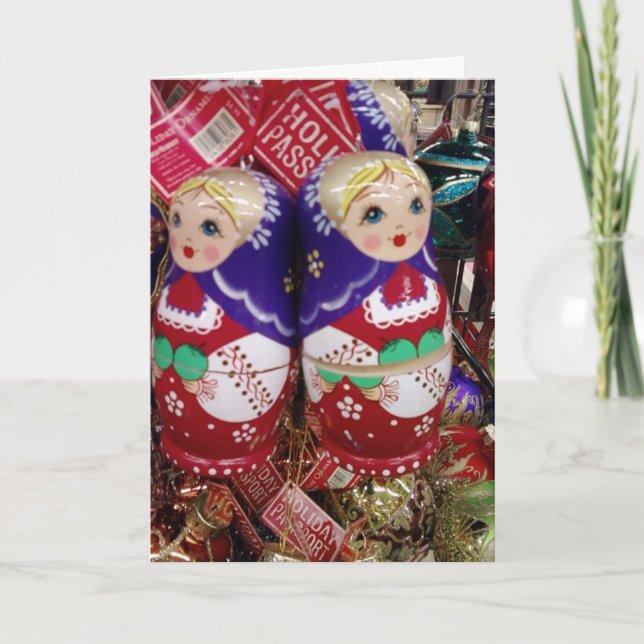 UKRANIAN CHRISTMAS DOLLS GREETINGS HOLIDAY CARD (Front)