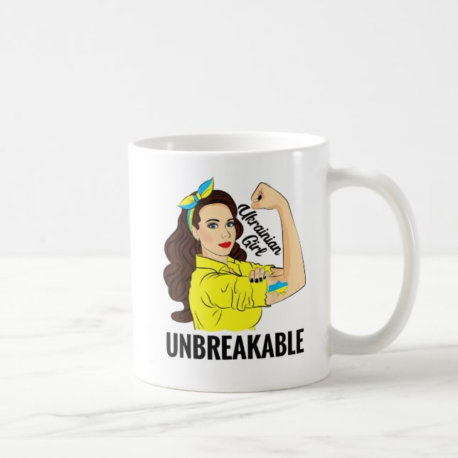 UKRANIAN GIRL UNBREAKABLE BLUE YELLOW COFFEE MUG (Right)