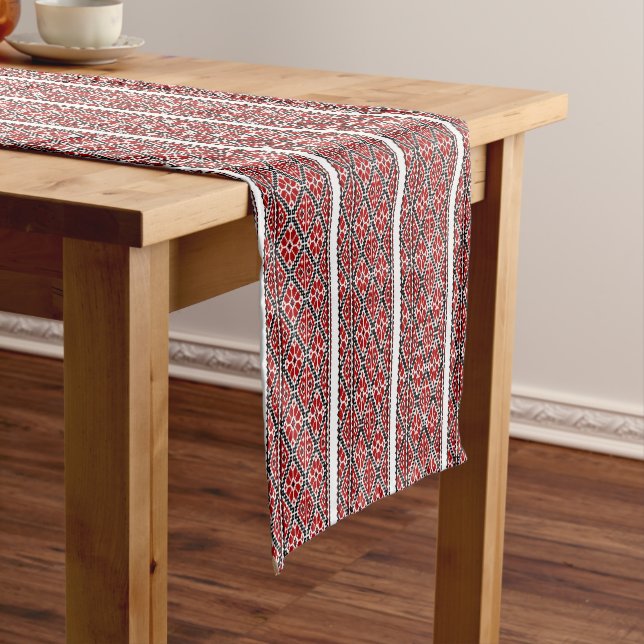 Ukrianian red black embroidery short table runner (In Situ)