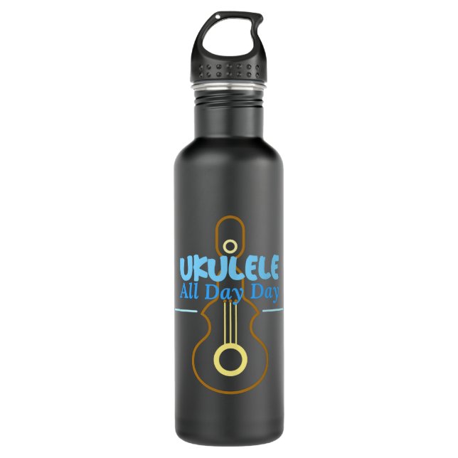 Ukulele All Day Day Stainless Steel Water Bottle (Front)