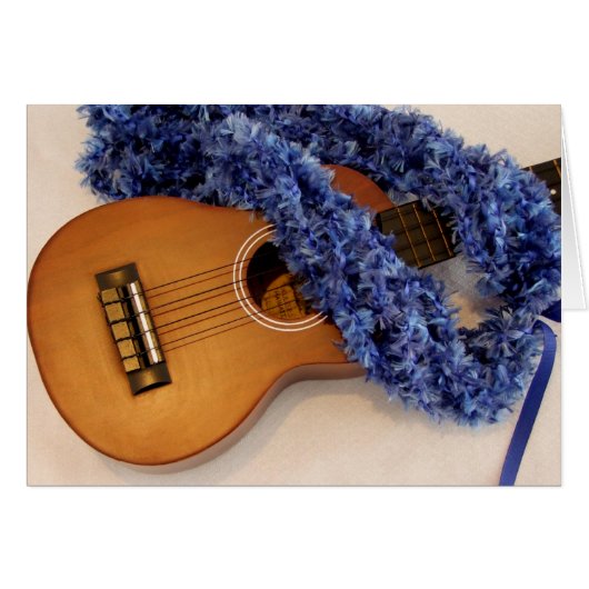 Ukulele and Blue Lei Cards (Front Horizontal)