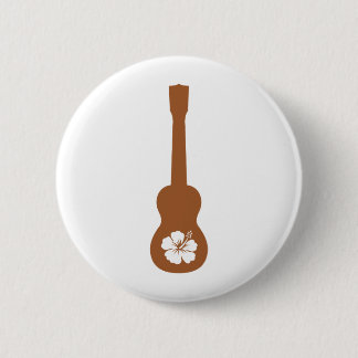 Ukulele and hibisbus pinback button