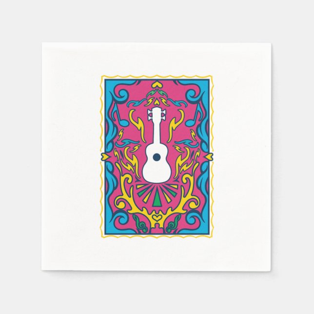 Ukulele Beach Hawaii Instrument Party Music Gift Napkins (Front)